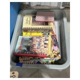 Assorted Cookbooks in Plastic Bin