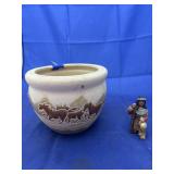 Western Pottery Bowl & Native Figurine