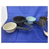 3 Pcs - Enameled Pots & Flour Sifter