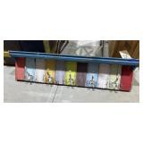 Wooden Shelf w/Coat Hangers 35"L