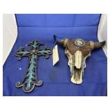 Faux Bullhead Dï¿½cor & Western Style Cross