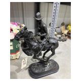 Remington Metal/Marble Cowboy Statue