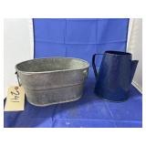 Galvanized Bucket & Granite Coffee Pot