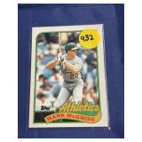 1989 TOPPS MARK MCGWIRE CARD
