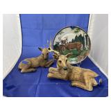 Decorative Deer Plate & Deer Statues
