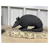 Plastic Armadillo on Stone Base