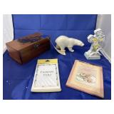 Ceramic Cross - Polar Bear - Wood Trinket Box