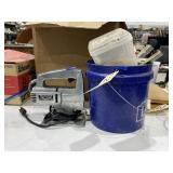 Box of Metal Brackets - Screws - Corded Jigsaw
