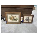 2 Pcs - Framed Crosstitch Animal Art 16"x13"