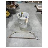 Plastic Bucket - Metal Brackets - Saw