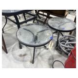 Pair Glass Topped Patio Side Tables 20"x18"