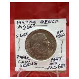 1947 Mo Un Peso Mexico MS66+ Silver