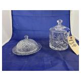 2 Pcs - Crystal Canister w/Lid & Butter Tray