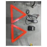 4 pc garage light, radio, safety triangles