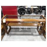 Glass Topped Wood Sofa Table