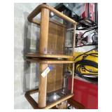 Pair Glass Topped Wood End Tables