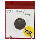 1916-D Wheat Cent - Fine