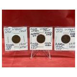 1925 PDS (3) Wheat Cents Rarer Year Set