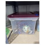 Blown Glass Christmas Ornaments in Plastic Bin