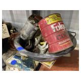 Metal Mixing Bowl w/Automotive Parts - Oil