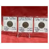 (3) Buffalo Nickels 1936 PDS High Grade Year Set