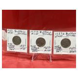 (3) Buffalo Nickels 1937 PDS High Grade Year Set