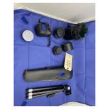Camera Tripod & Assorted Camera Lenses