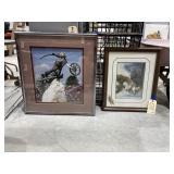 2 Pcs- Framed Wall Art Native & Motorcycle
