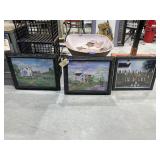 3 Pcs - Black Americana Framed Wall Art 24"x20"