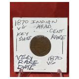 1870 Indian Head Cent Key Date Very Rare VG