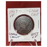 1847 Large Cent VF