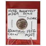 1956 Roosevelt Dime Beautiful Coin MS-69 Silver