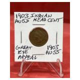 1903 Indian Head Cent "Great Eye Appeal" AU58