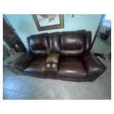 Elec Leather 2-Seat Reclining Couch