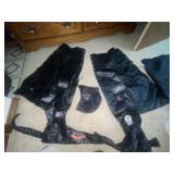 Leather Chaps SZ L w/Leather Skull Helmet