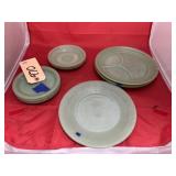 9 Pcs - Jadeite Plates - some Fireking