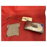 Metal Jewelry Box & Vintage Purse w/Gloves