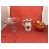 3 Pcs - Cake Stand - Small Teapot & Pitcher