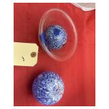 Glass Bowl w/2 Decorative Orbs