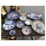 9 Pcs - Blue Plates & Bowls - Japan Blue Delft