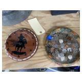 2 Pcs - Wall Clock & Terra Cotta Tray w/Misc
