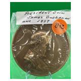 Large 1857 President Medal James Buchanan Unc
