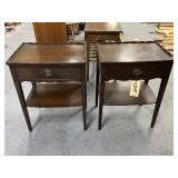 Pair Wood End Tables w/Drawer