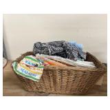 Wicker Basket w/Hankies - Tea Towels & More