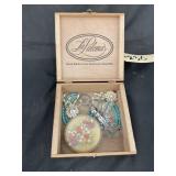 Wooden Box w/Hair Pins - Knob & Necklace