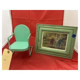 2 Pcs - Pic Frame & Small Metal Patio Chair