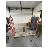 Metal Cart on Wheels w/ Metal Piece and Chain