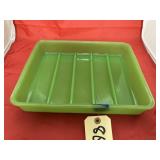 Green Glass Tray - chipped