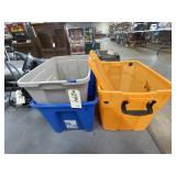 3 - Plastic Totes & 1 Lid