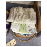 Basket w/Embroidered Linens & More